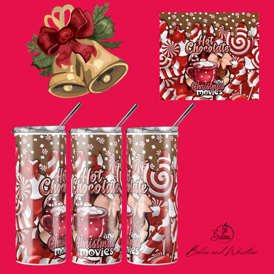 Christmas skinny tumbler - Hot Chocolate and Christmas movies