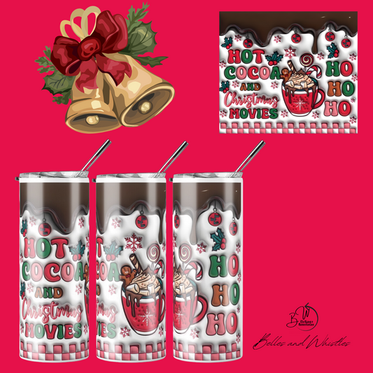 Christmas skinny tumbler - Hot cocoa and Christmas movies