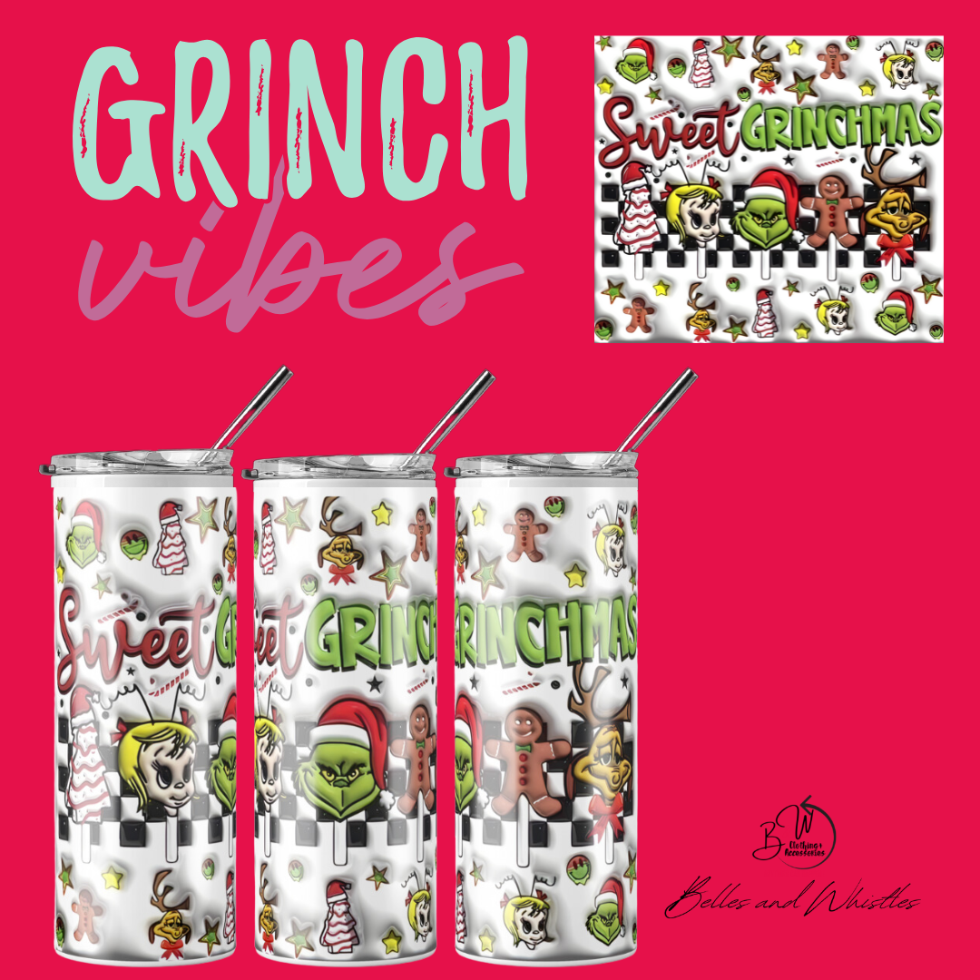 Christmas Grinch skinny tumbler - Sweet Grinchmas